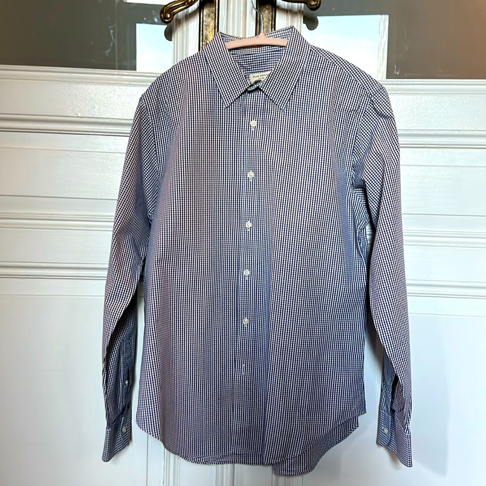 Club Monaco Blue and White Checkered Dress Shirt